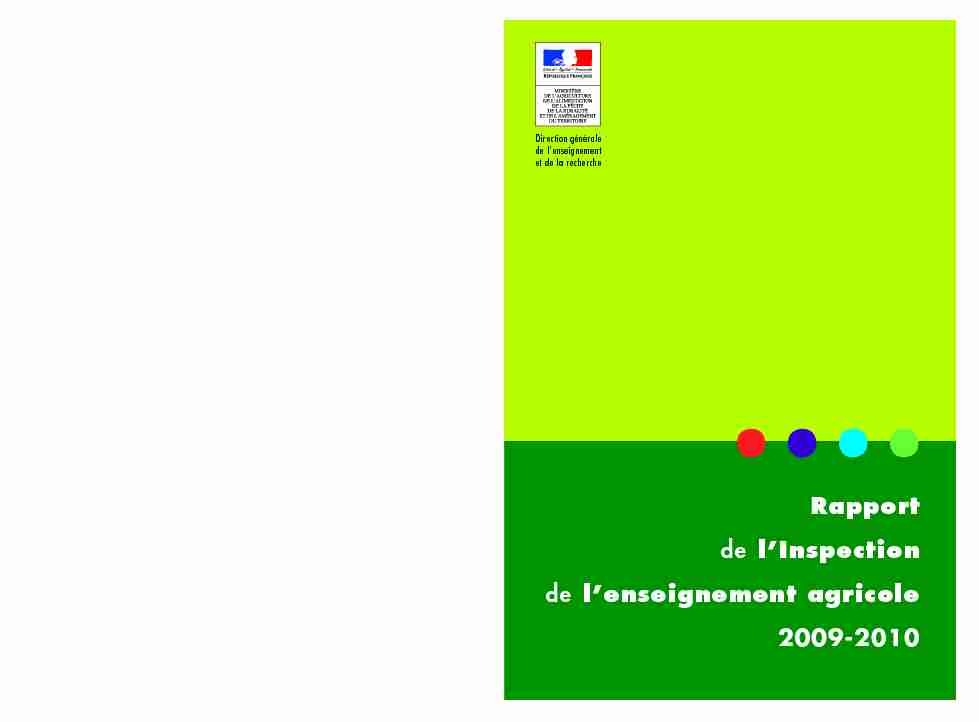Rapport de lInspection de lenseignement agricole 2009-2010