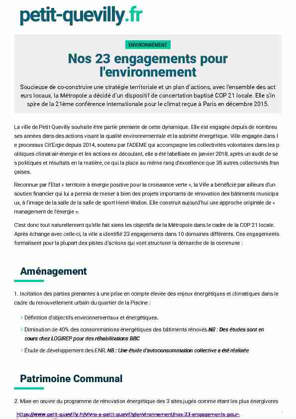 Nos 23 engagements pour lenvironnement - Ville de Petit-Quevilly