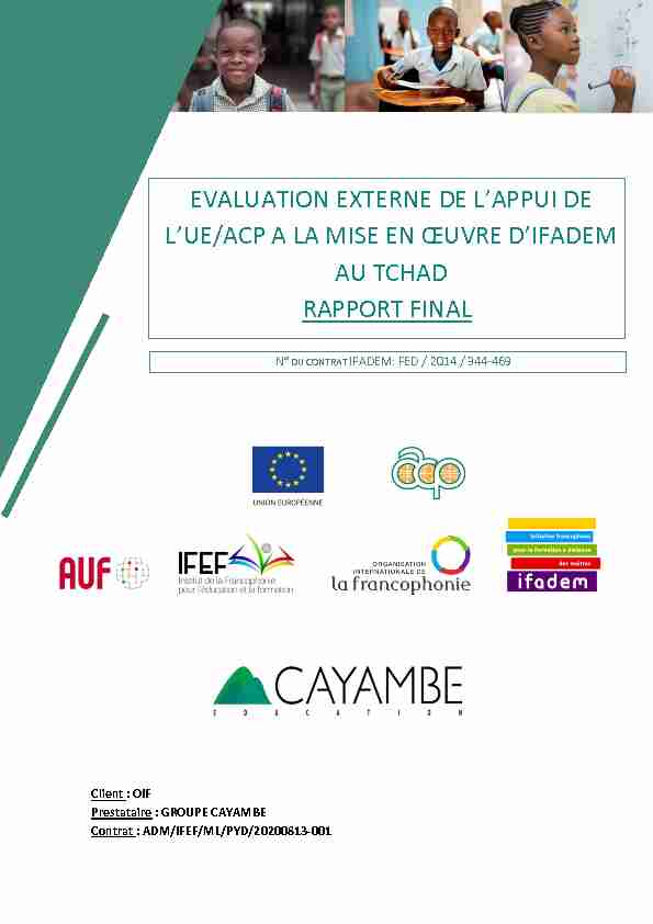 EVALUATION EXTERNE DE LAPPUI DE LUE/ACP A LA MISE EN