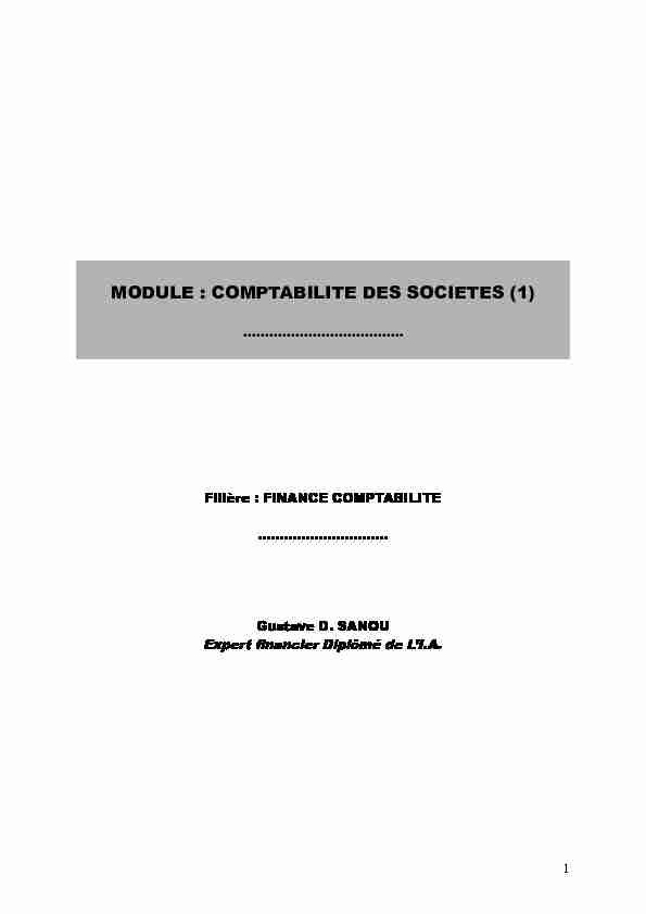 MODULE : COMPTABILITE DES SOCIETES (1)