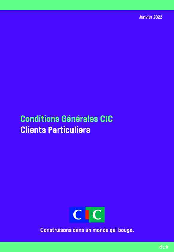 Conditions Générales CIC Clients Particuliers