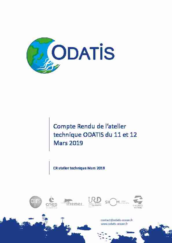 Compte Rendu de latelier technique ODATIS du 11 et 12 Mars 2019