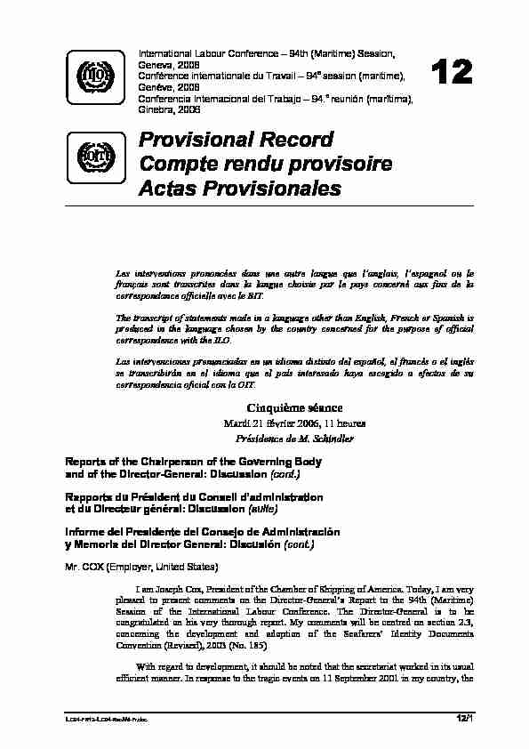 Provisional Record Compte rendu provisoire Actas Provisionales