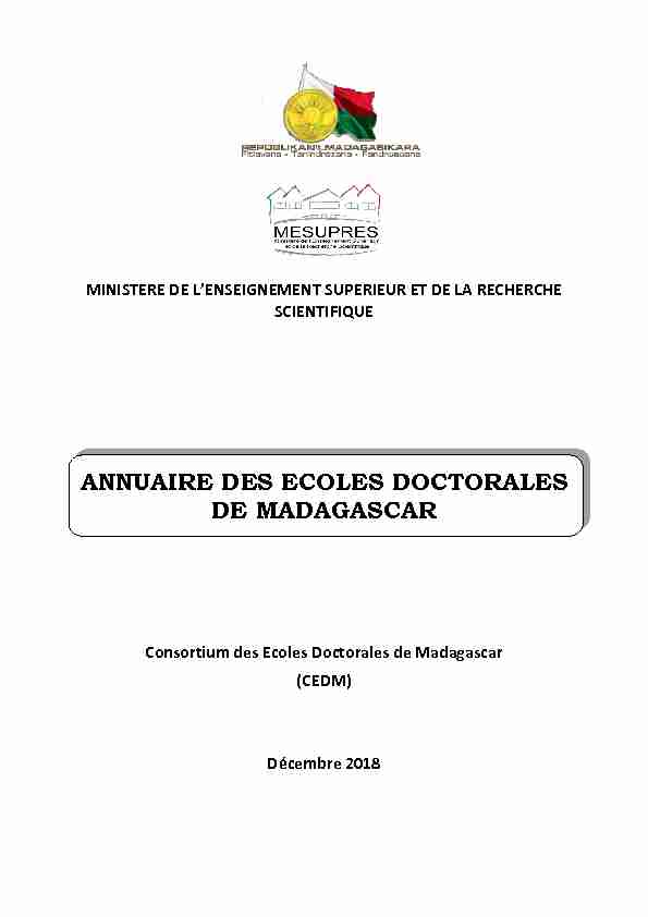 ANNUAIRE DES ECOLES DOCTORALES DE MADAGASCAR