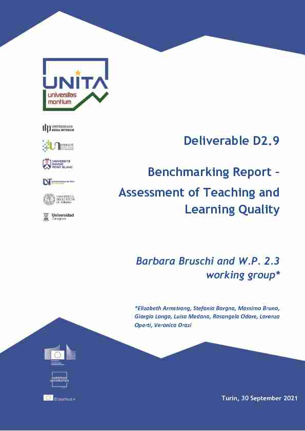 Deliverable D2.9 Benchmarking Report – Assessment of Teaching