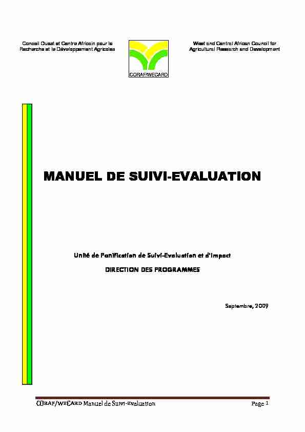 [PDF] MANUEL DE SUIVI-EVALUATION - CORAF