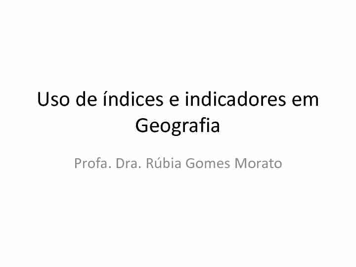 Uso de índices e indicadores em Geografia