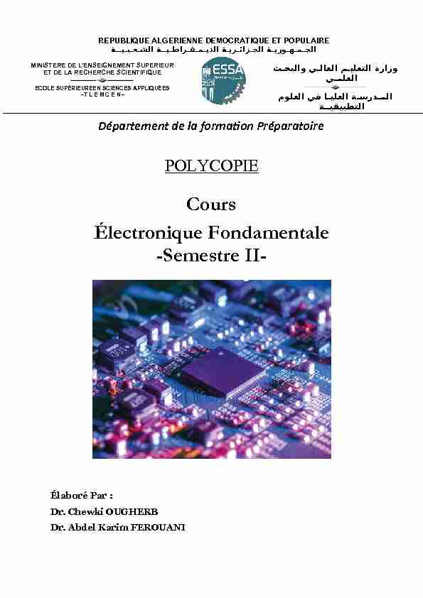 Cours Électronique Fondamentale -Semestre II-