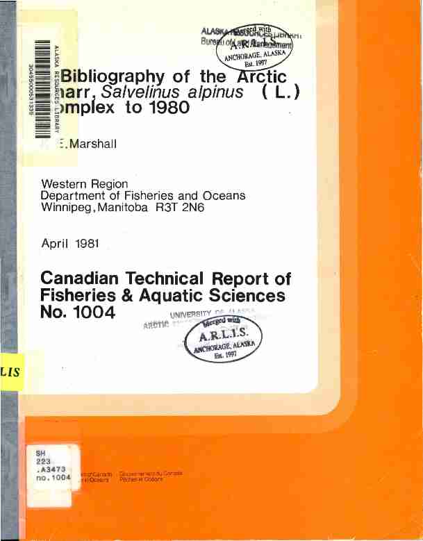 A bibliography of the Arctic Charr Salvelinus alpinus (L.) complex to
