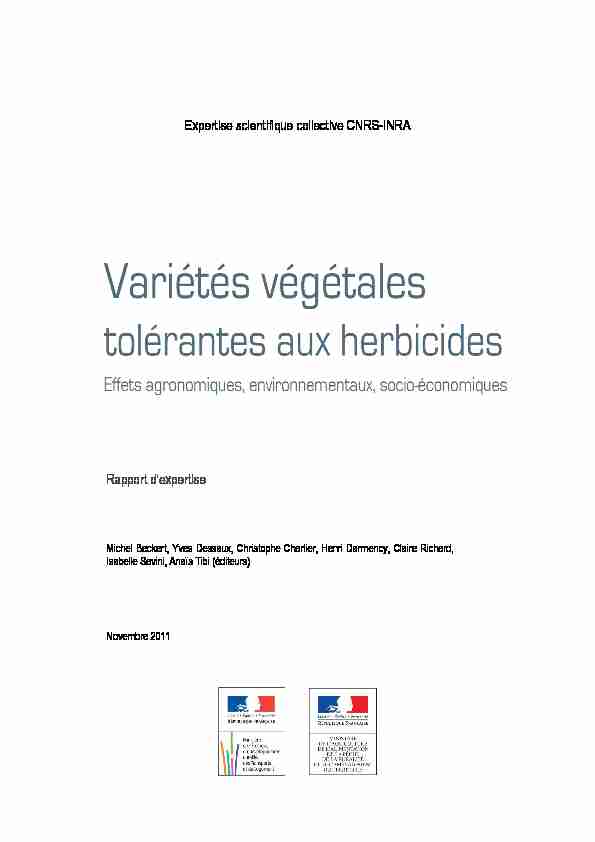 Variétés végétales tolérantes aux herbicides : Effets agronomiques