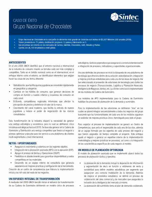 CASO DE ÉXITO - Grupo Nacional de Chocolates