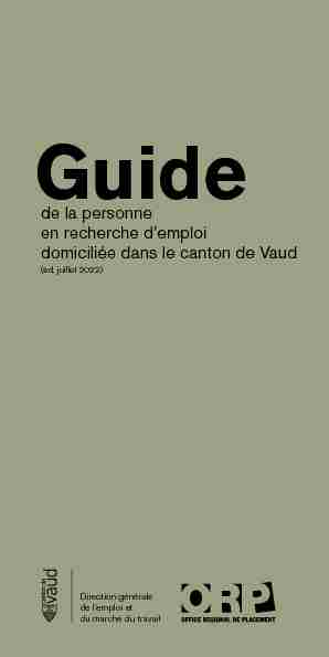 [PDF] Indemnités de chômage - Canton de Vaud