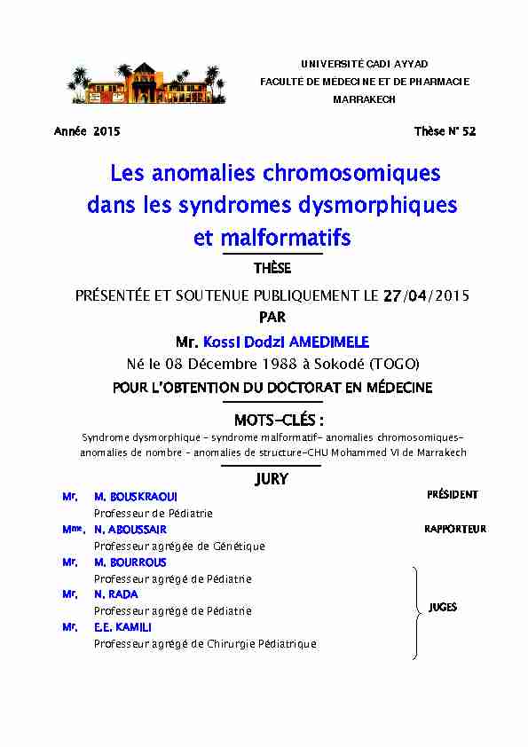 [PDF] Les anomalies chromosomiques dans les syndromes