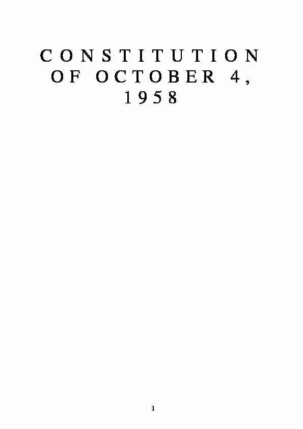 CONSTITUTION OF OCTOBER 4, 1958 - Conseil constitutionnel