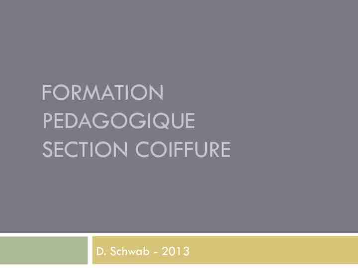 FORMATION PEDAGOGIQUE SECTION COIFFURE