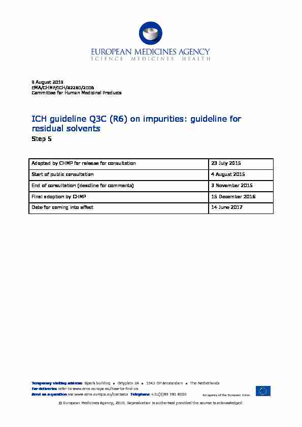 Q3C (R6) Step 5 - impurities: guideline for residual solvents