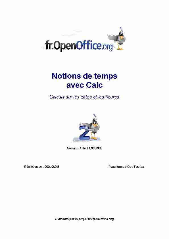 Notions de temps avec Calc - OpenOfficeorg