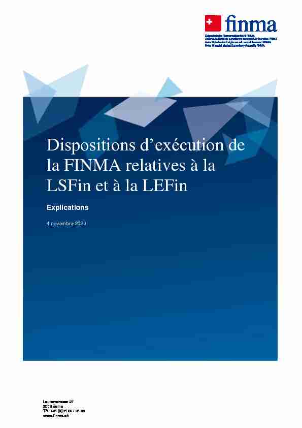 Dispositions dexécution de la FINMA relatives à la LSFin et à la LEFin