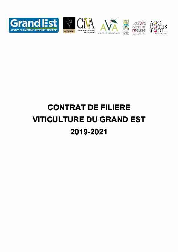CONTRAT DE FILIERE VITICULTURE DU GRAND EST 2019-2021