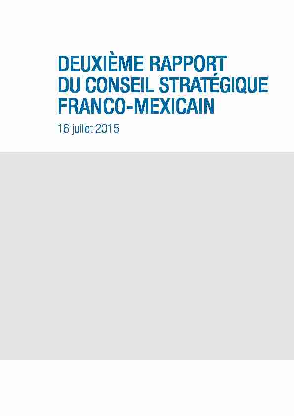 Deuxième rapport Du Conseil stratégique franCo-mexiCain