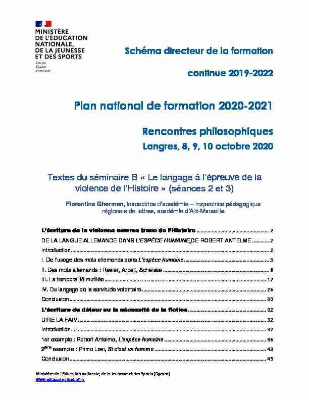 Plan national de formation 2020-2021