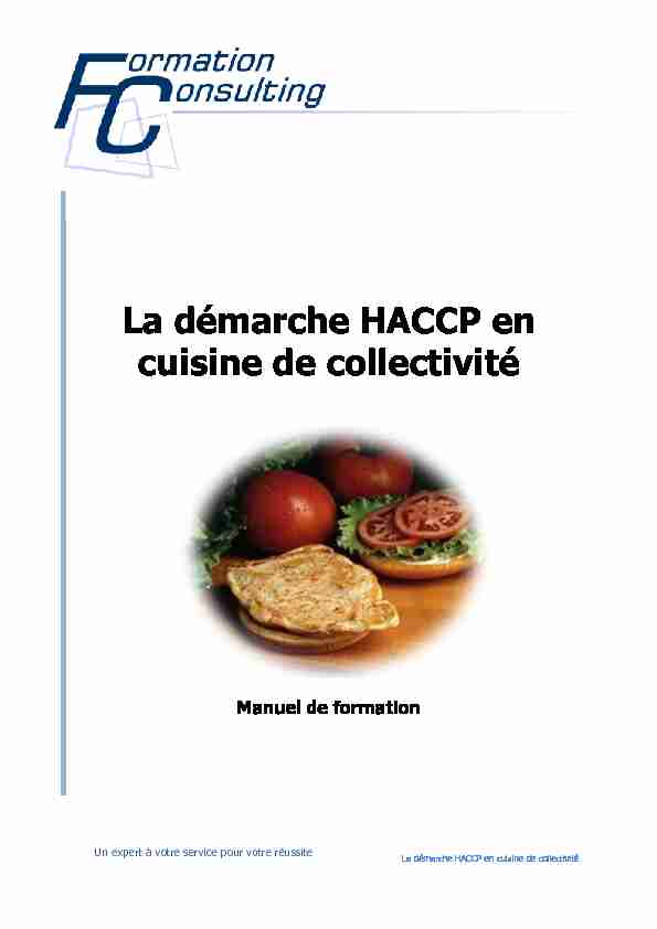 La démarche HACCP en cuisine de collectivité