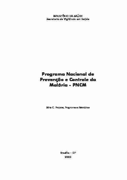 Programa Nacional de Prevenção e Controle da Malária PNCM