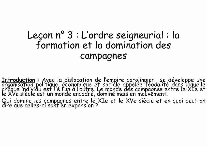 [PDF] Lecon n 3 l ordre seigneurial la formation et la domination des