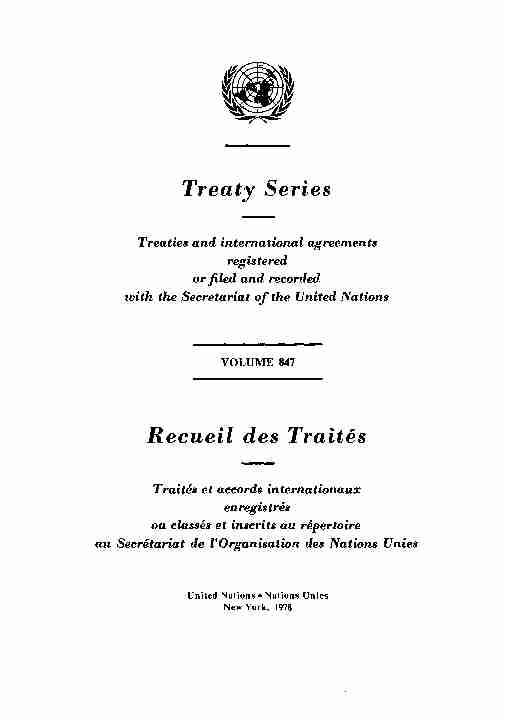Treaty Series Recueil des Traites
