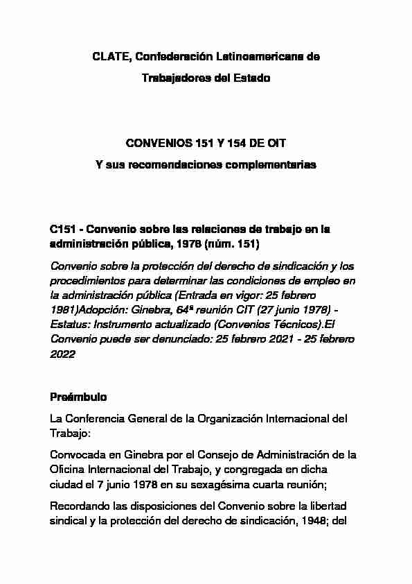 [PDF] CONVENIOS 151 Y 154 DE OIT y sus recomendaciones  - Relatsorg