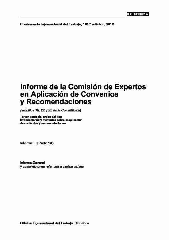 Informe de la Comisión de Expertos en Aplicación de Convenios y