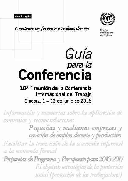 104.ª reunión de la Conferencia Internacional del Trabajo: Guía