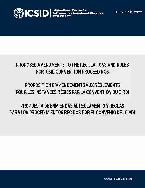 proposed amendments to the regulations and rules for icsid