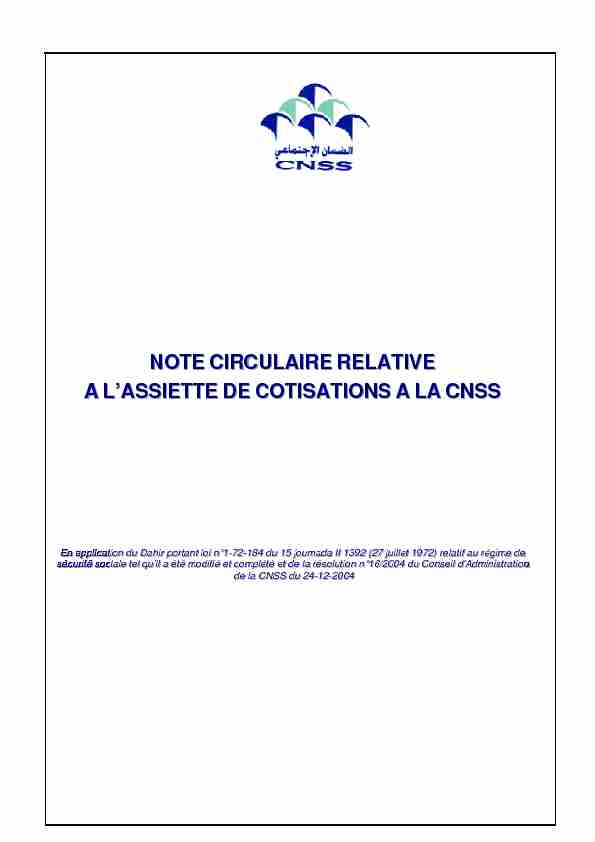 [PDF] NOTE CIRCULAIRE RELATIVE A LASSIETTE DE COTISATIONS A