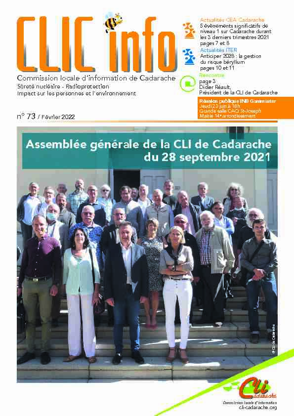 Assemblée générale de la CLI de Cadarache du 28 septembre 2021