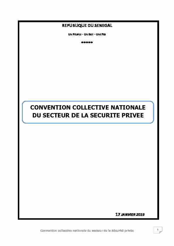 CONVENTION COLLECTIVE NATIONALE DU SECTEUR DE LA