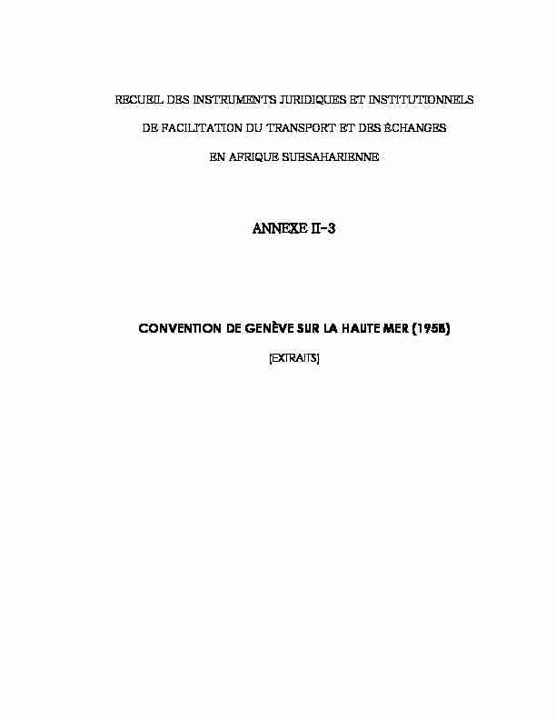 SSATP - Annexes II-3 Convention de Genève sur la haute mer (1958)
