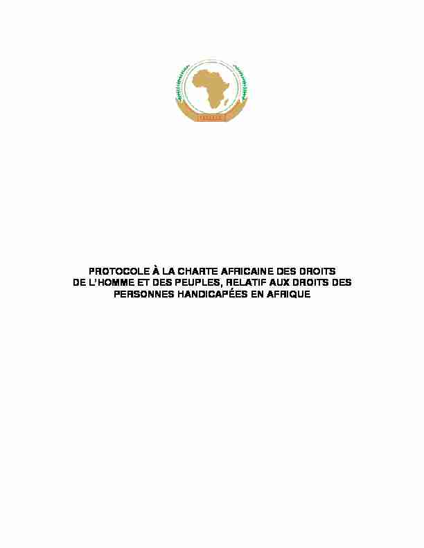 PROTOCOLE À LA CHARTE AFRICAINE DES DROITS DE L