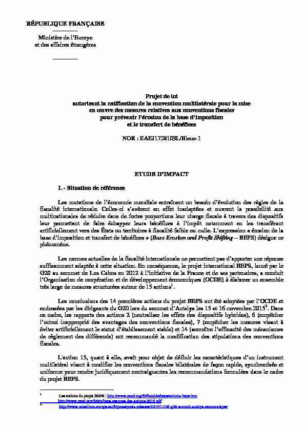 Projet de loi autorisant la ratification de la convention multilatérale