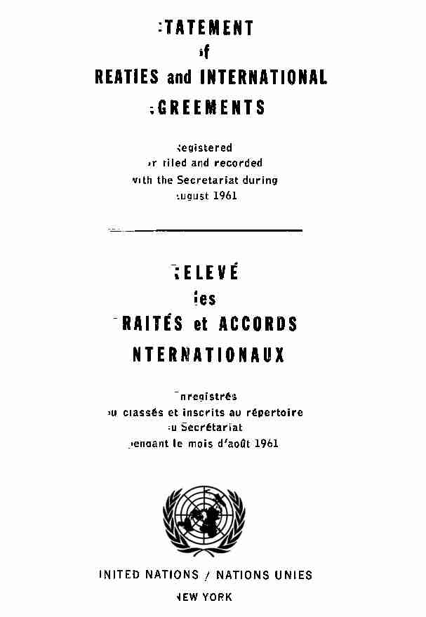 STATEMENT of TREATIES and INTERNATIONAL AGREEMENTS