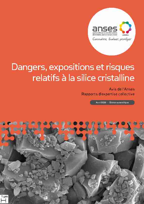 Dangers expositions et risques relatifs à la silice cristalline