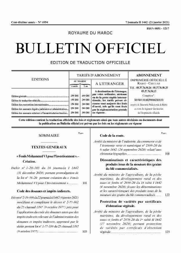 BULLETIN OFFICIEL