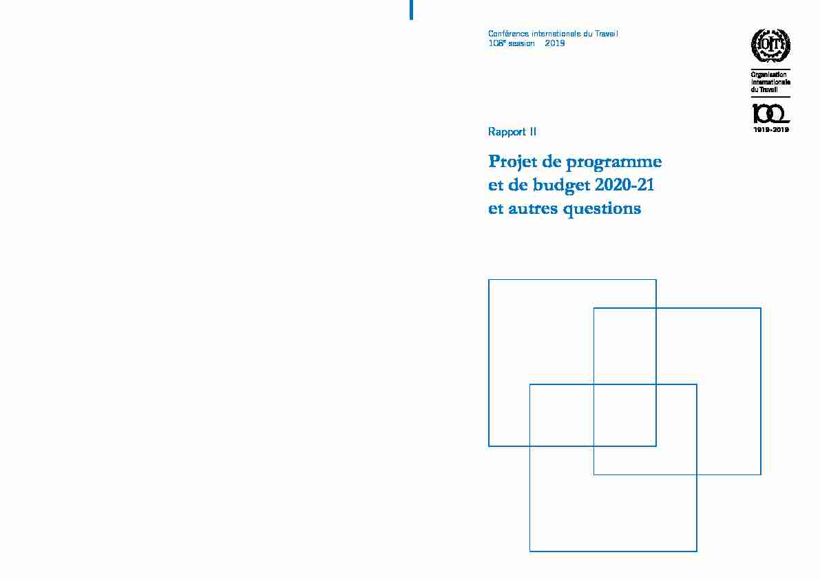 Rapport II - Projet de programme et de budget 2020-21 et autres