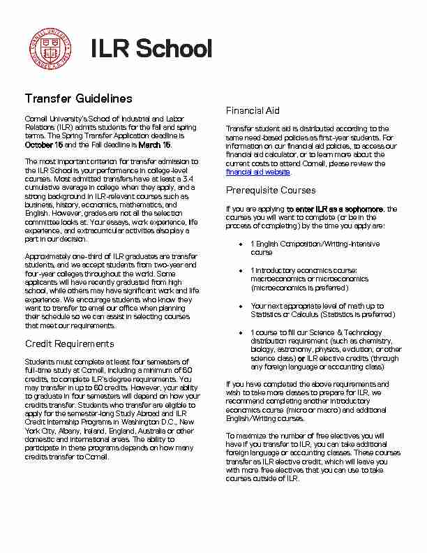 ILR School Transfer Guidelines 2021