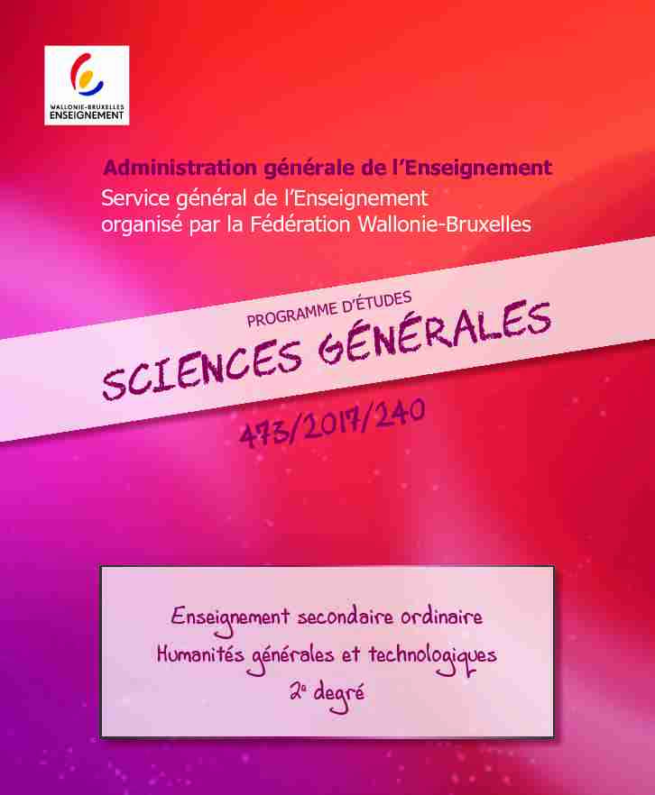 [PDF] sciences générales - Wallonie-Bruxelles Enseignement