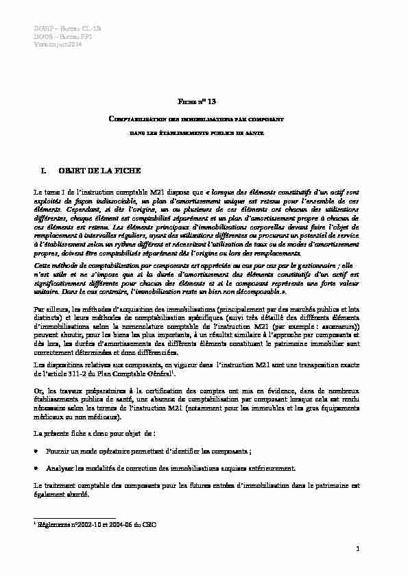 [PDF] fiche n° 13 comptabilisation des immobilisations par composant