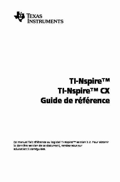 TI-Nspire™ TI-Nspire™ CX Guide de référence