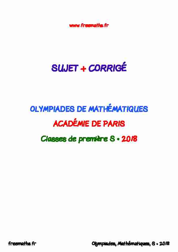 Olympiades de Mathématiques Paris 2018
