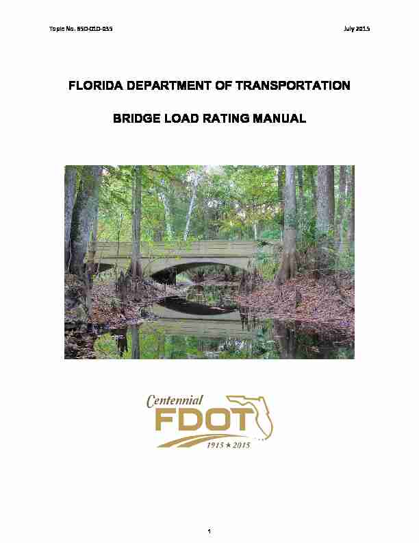 FLORIDA DEPARTMENT OF TRANSPORTATION BRIDGE LOAD