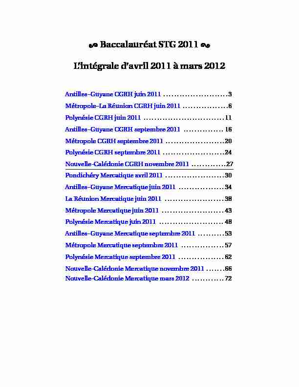 [PDF] Baccalauréat STG 2011 Lintégrale davril 2011 à mars  - lAPMEP
